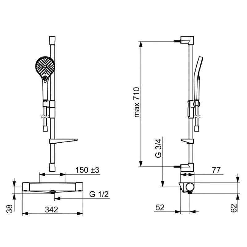 Oras Optima Style Dusjsett med Dusjbatteri 7169N Krom Oras Armatur Dusjsett GRO-4202585