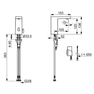 Oras Stela ECO+ 4814FZ Servantbatteri