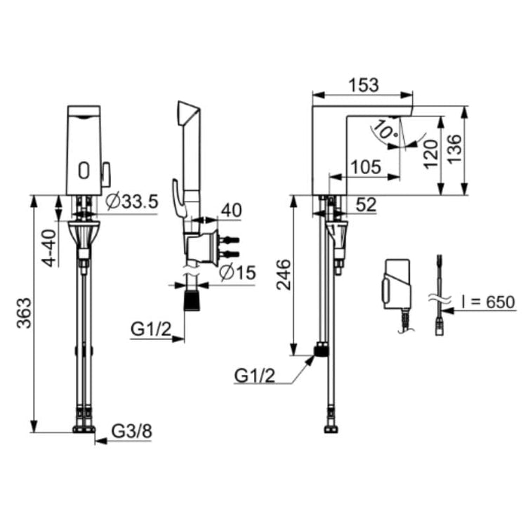 Oras Stela ECO+ 4816FZ-104/105 Servantbatteri