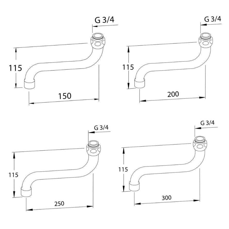 Oras Utløpstut for Veggbatteri Oras Armatur Vaskeromsarmatur