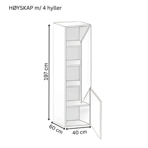 OUTLET: Linn Bad Høyskap for vaskerom Hvit matt, høyre hengslet