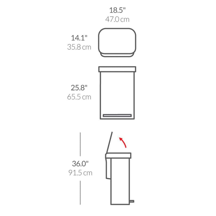 OUTLET: Simplehuman Pedalbøtte 55L Børstet stål