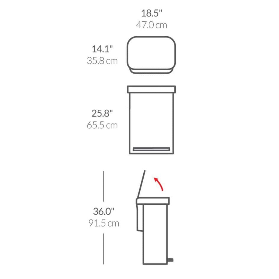 OUTLET: Simplehuman Pedalbøtte 55L Børstet stål Børstet stål Simplehuman Søppelbøtte UTG-SCW2023
