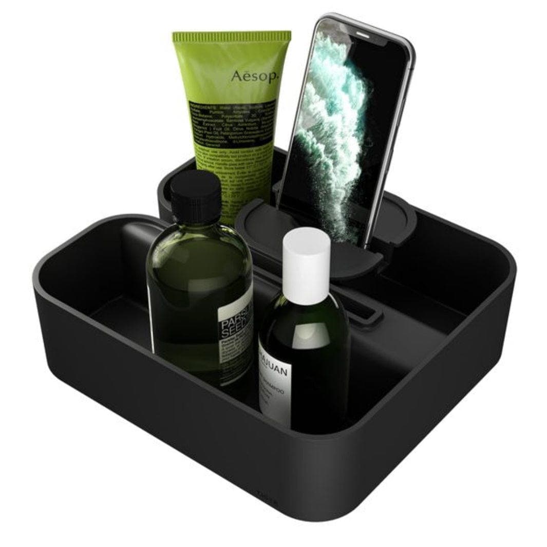 OUTLET: Tiger 2-Store Clip on Dusjkurv - hektes på dusjvegg Svart matt Tiger Dusjhylle CO-1500310746