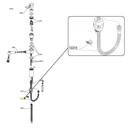 Reservedel: Damixa Slange for Kjøkkenarmatur med uttrekkbar tut