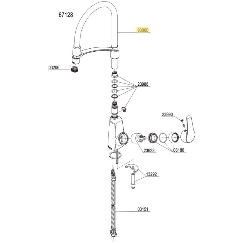 Reservedel: Damixa Tut til Rowan Pro Damixa Reservedel blandebatteri KO-9306000