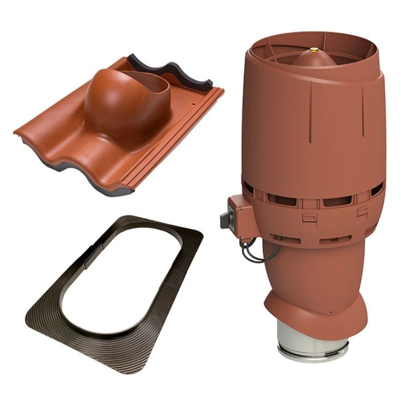 Røroshetta Takvifte ECO160P For takmed takstein 14°–37° Musteinsrød RørosHetta Tilbehør kjøkkenvifte RO-403003