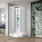 Sanipro Classic Buet Dusjkabinett Hvit frostet bakvegger