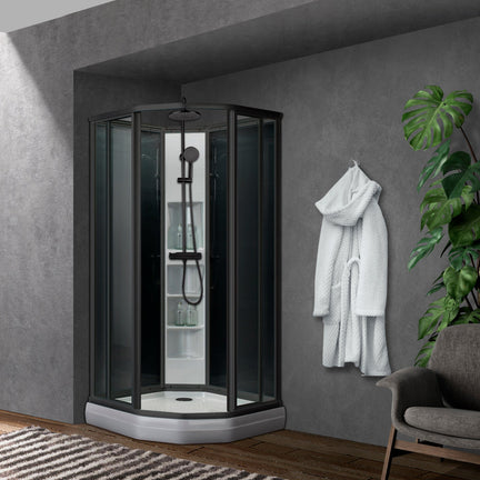 Sanipro Classic Buet Dusjkabinett Svart sotet bakvegger Svart matt / 90x90cm / Plus Sanipro Dusjkabinett SA-10172