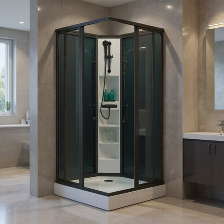 Sanipro Classic Firkantet Dusjkabinett Svart sotet bakvegger