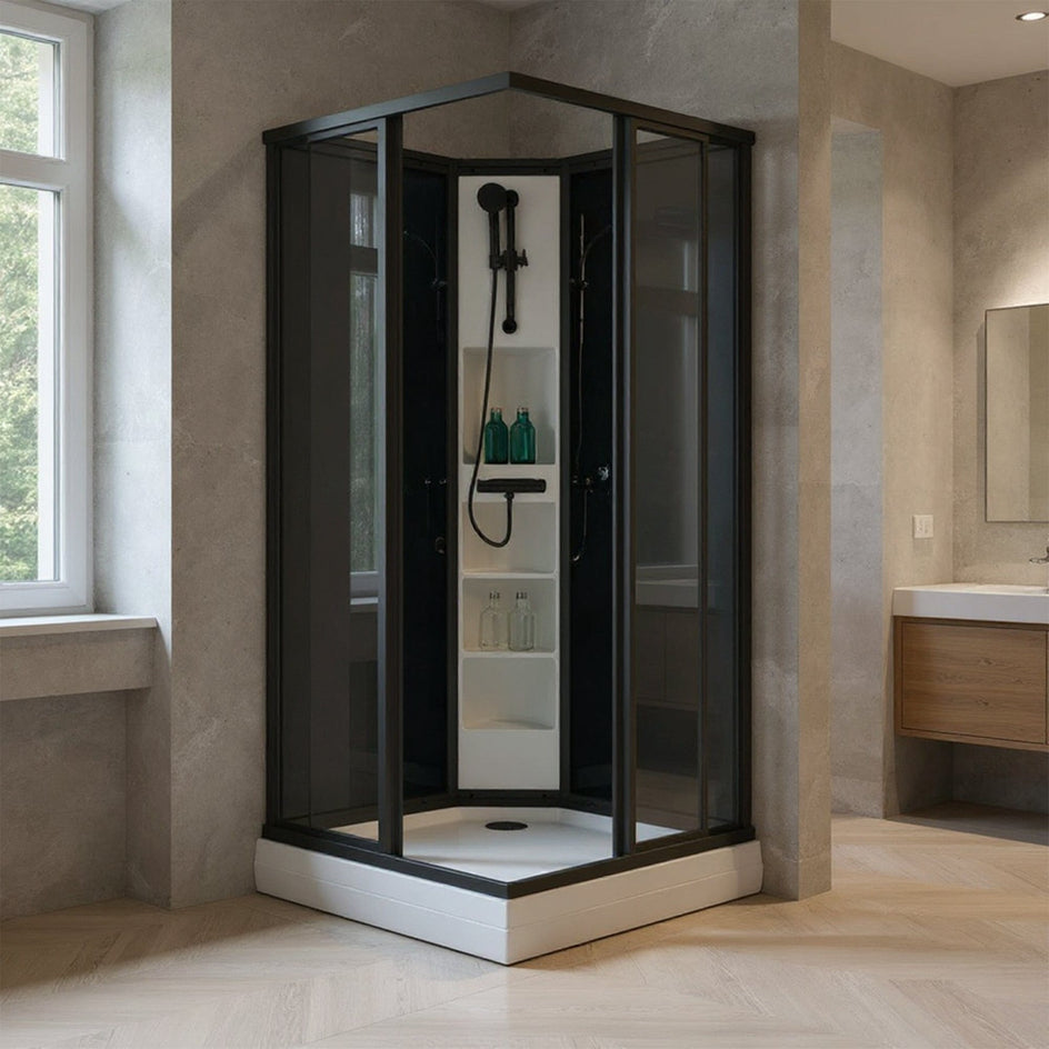 Sanipro Classic Firkantet Dusjkabinett Svart sotet bakvegger Sanipro Dusjkabinett