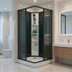 Sanipro Classic Firkantet Dusjkabinett Svart sotet bakvegger