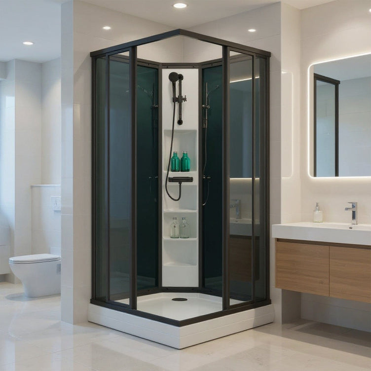 Sanipro Classic Firkantet Dusjkabinett Svart sotet bakvegger