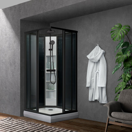 Sanipro Classic Firkantet Dusjkabinett Svart sotet bakvegger Svart matt / 70x90cm høyre / Plus Sanipro Dusjkabinett SA-10224