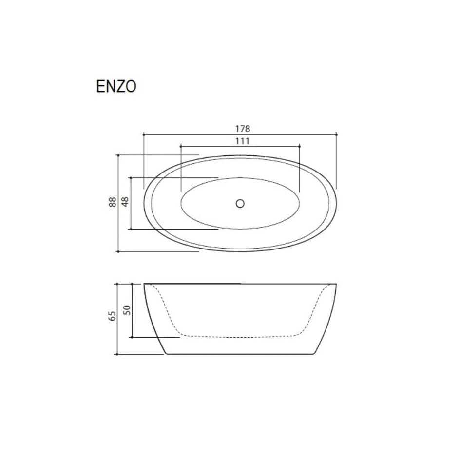Sanipro Enzo Frittstående Badekar 179 - Solid Surface Hvit matt / 179cm Sanipro Frittstående badekar SA-10004