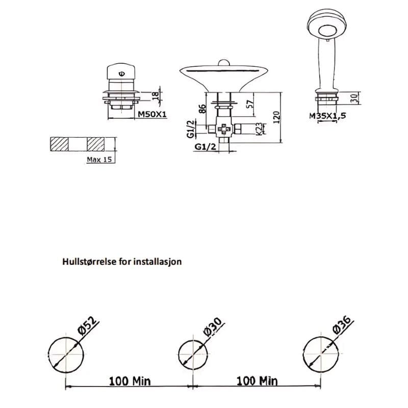 Sanipro Vega Karkantarmatur 3-hulls Sanipro Karkantbatteri