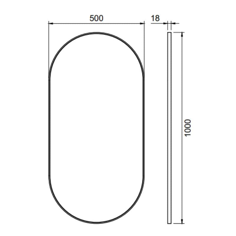 Scandtap Solid M1 Speil - B500xH1000xD18mm 50cm Scandtap Baderomsspeil SC-46201