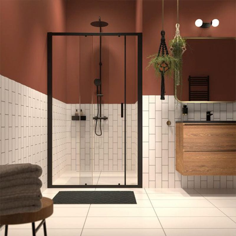 Sealskin Inc Skyvedør for nisje B120/140xH200cm Svart matt / 120cm / Klart glass Sealskin Dusjnisje CO-XI101206195100