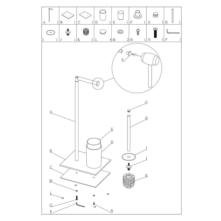 Sealskin Tube 3i1 Frittstående Toalettrullholder