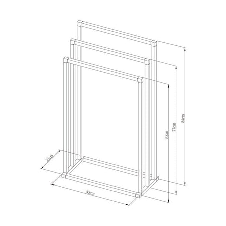 Sealskin Tube Håndklestativ 3 stenger - firkantet rør