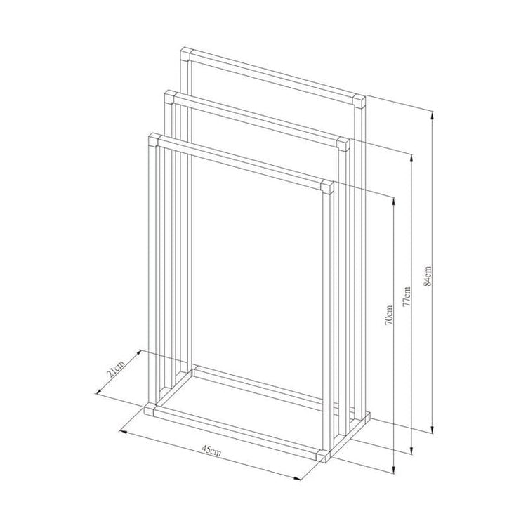 Sealskin Tube Håndklestativ 3 stenger - firkantet rør
