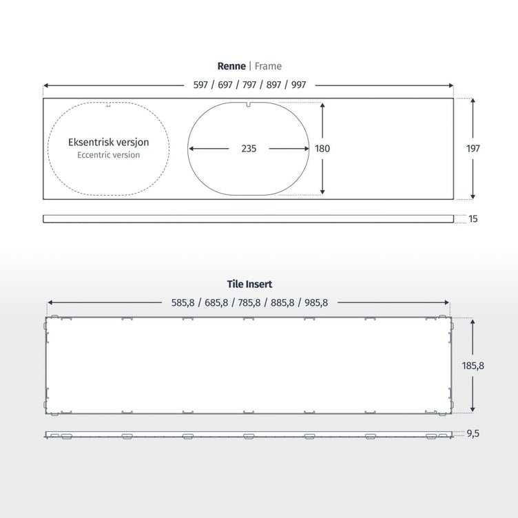 Slidedrain Slukrenne eksentrisk tile insert