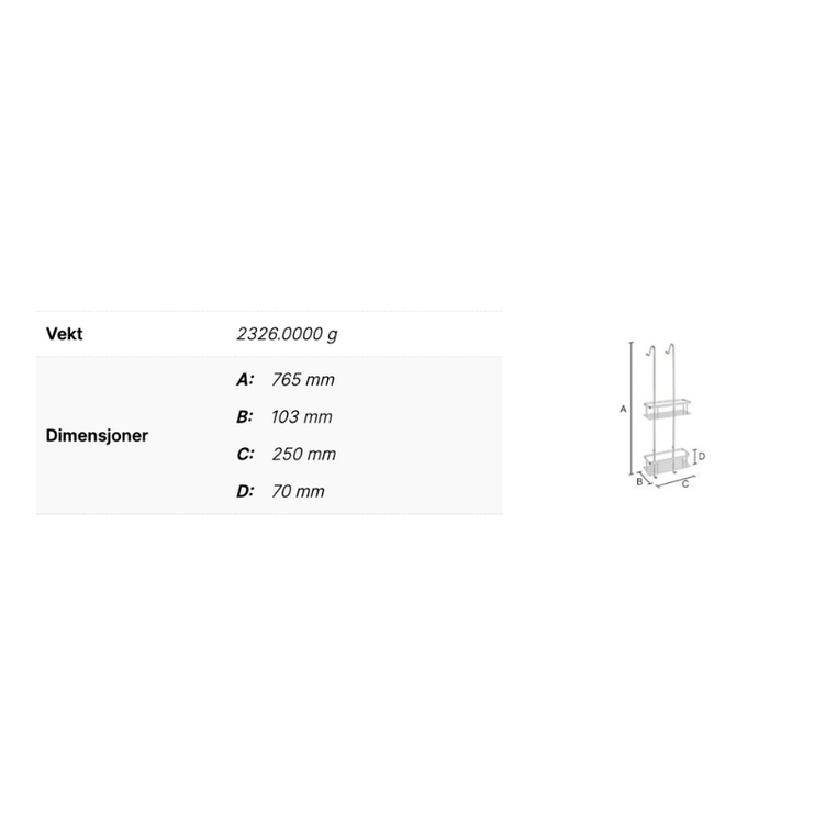 Smedbo 3041 Dobbel Dusjkurv Sideline