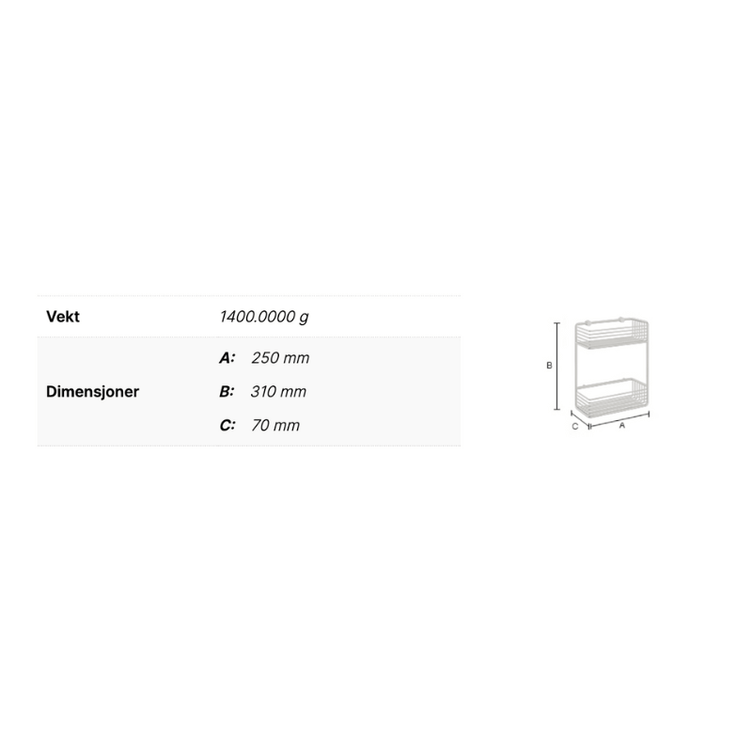 Smedbo DK1111 dobbel dusjkurv H310 mm Sideline