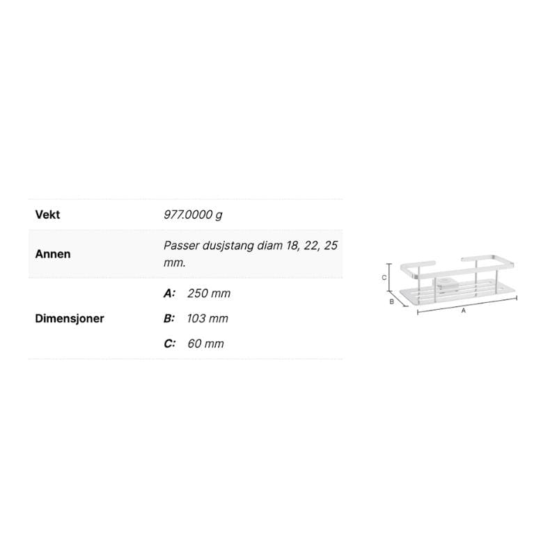 Smedbo DK3006 Dusjkurv for Dusjstang - Krom Krom Smedbo Dusjhylle SM-DK3006