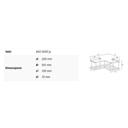 Smedbo DK3025 Dusjhjørnekurv Sideline - Krom