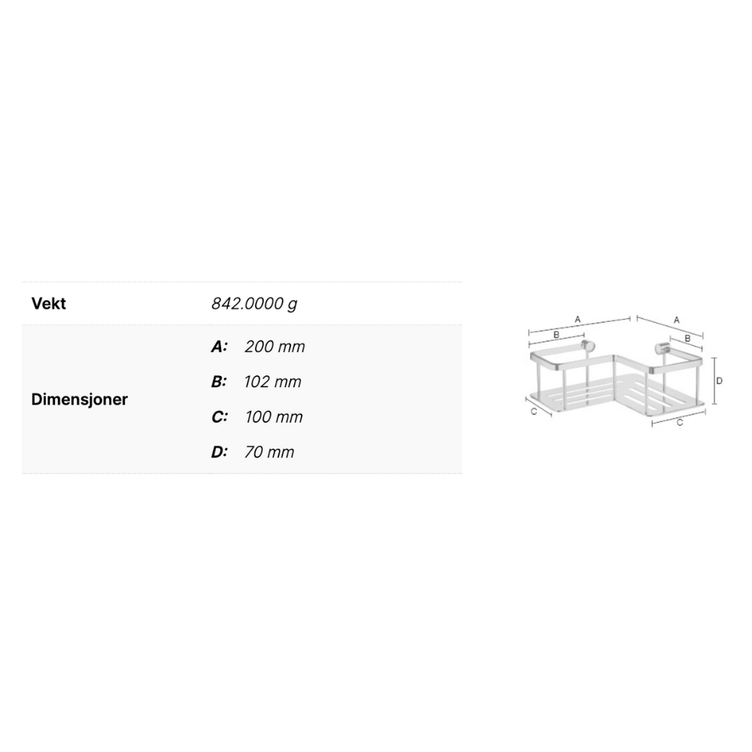 Smedbo DK3025 Dusjhjørnekurv Sideline - Krom