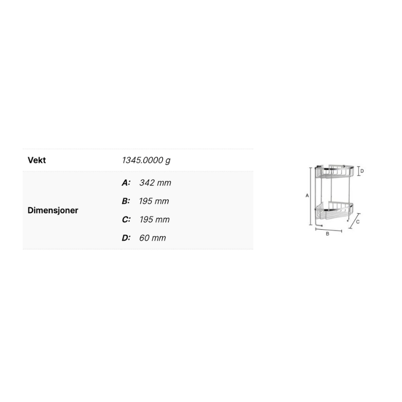 Smedbo DS2031 Dusjkurv Dobbel Matt krom Smedbo Dusjhylle SM-DS2031