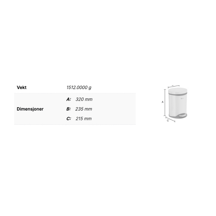 Smedbo FK662 Pedalbøtte 6 Liter Hvit