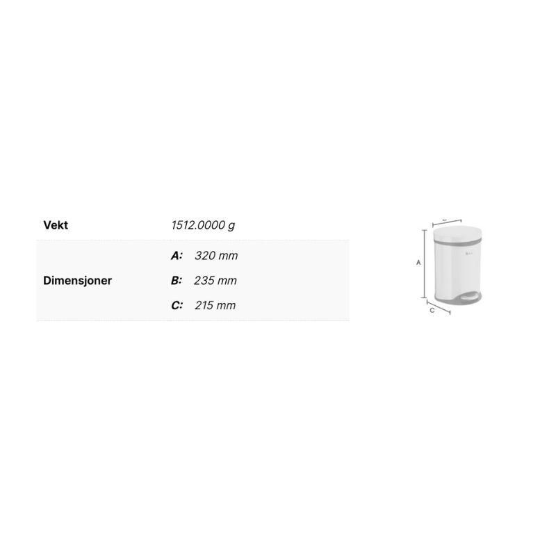 Smedbo FK662 Pedalbøtte 6 Liter Hvit Hvit Smedbo Søppelbøtte SM-FK662