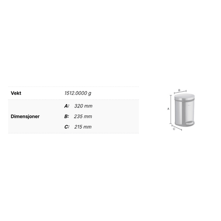 Smedbo FK663 Pedalbøtte 6 Liter Børstet