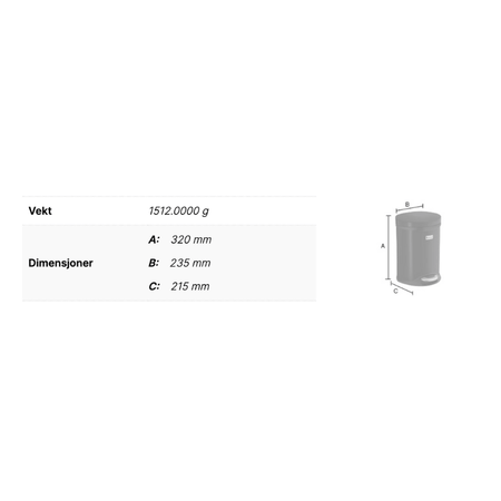 Smedbo FK665 Pedalbøtte 6 Liter Svart matt