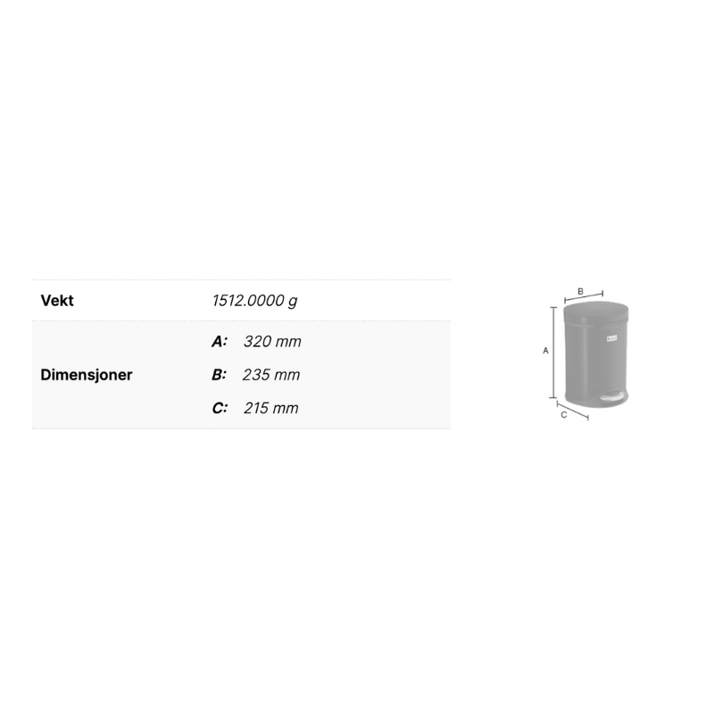 Smedbo FK665 Pedalbøtte 6 Liter Svart matt Svart matt Smedbo Søppelbøtte SM-FK665