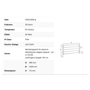 Smedbo FK702 Håndkletørker Dry Bred Krom