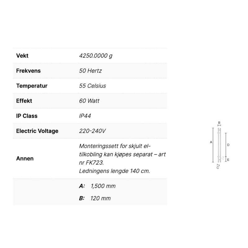 Smedbo FK712 Håndkletørker Dry Vertikal Krom Krom Smedbo Håndkletørker strøm SM-FK712