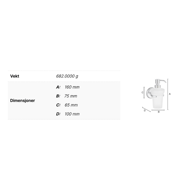 Smedbo K269 Såpedispenser Vegg Villa Krom Smedbo Såpedispenser SM-K269