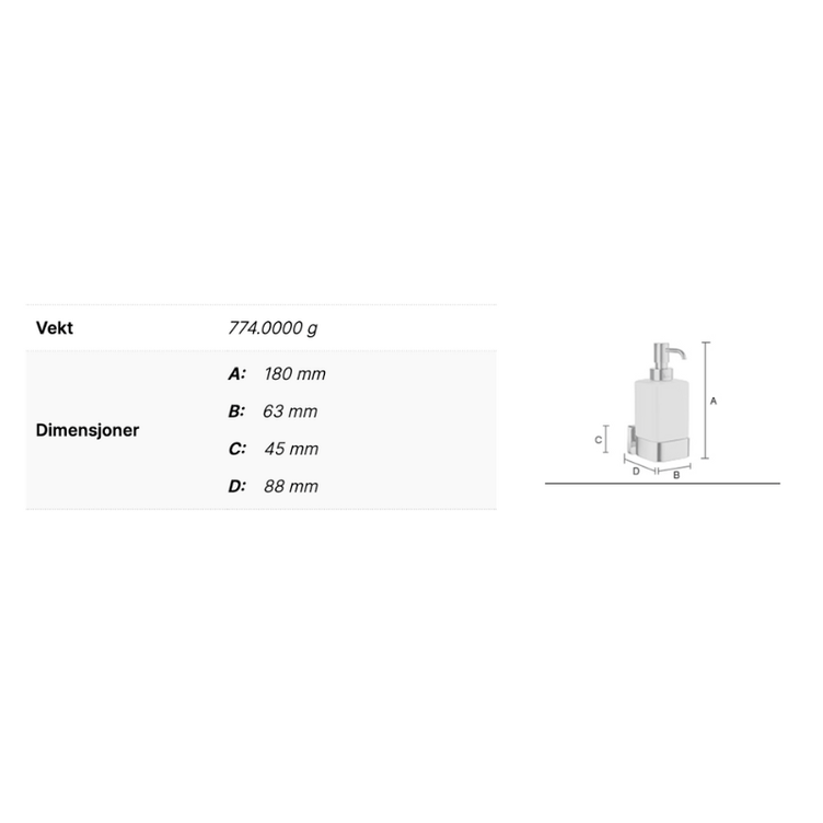 Smedbo OK469P ICE Såpedispenser vegg