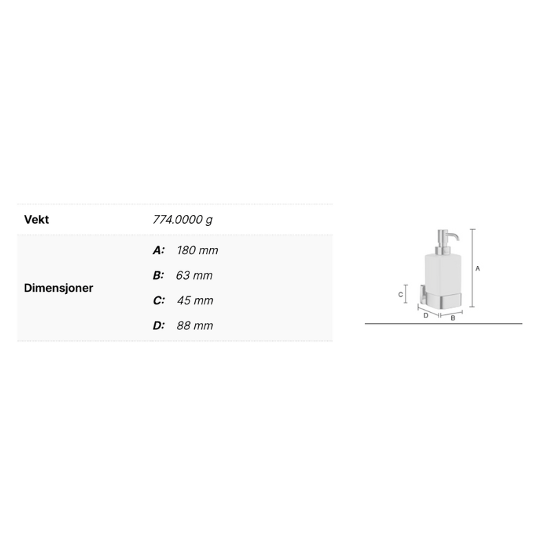 Smedbo OK469P ICE Såpedispenser vegg Krom Smedbo Såpedispenser SM-OK469P