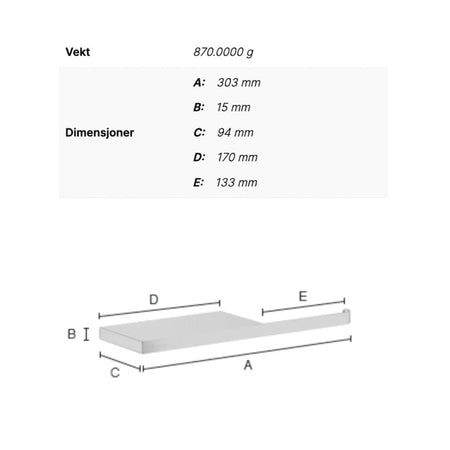 Smedbo Outline 3411 Toalettpapirholder med Hylle