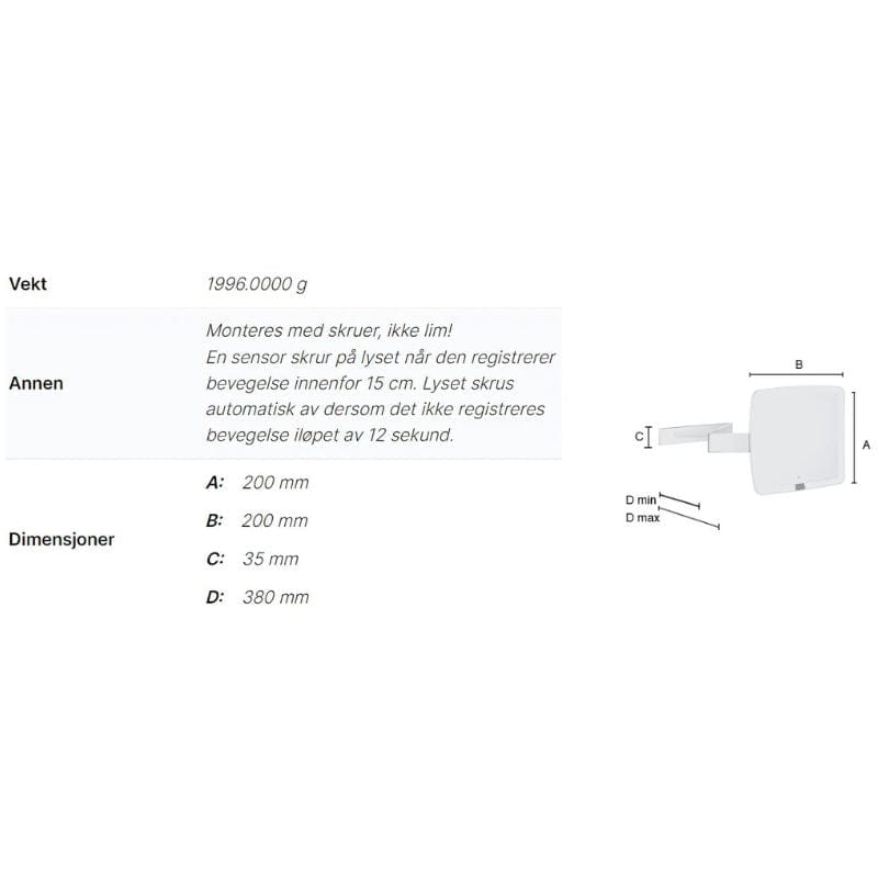 Smedbo Outline 492 Sminkespeil Vegghengt - 7x Krom Smedbo Sminkespeil SM-FK492EP