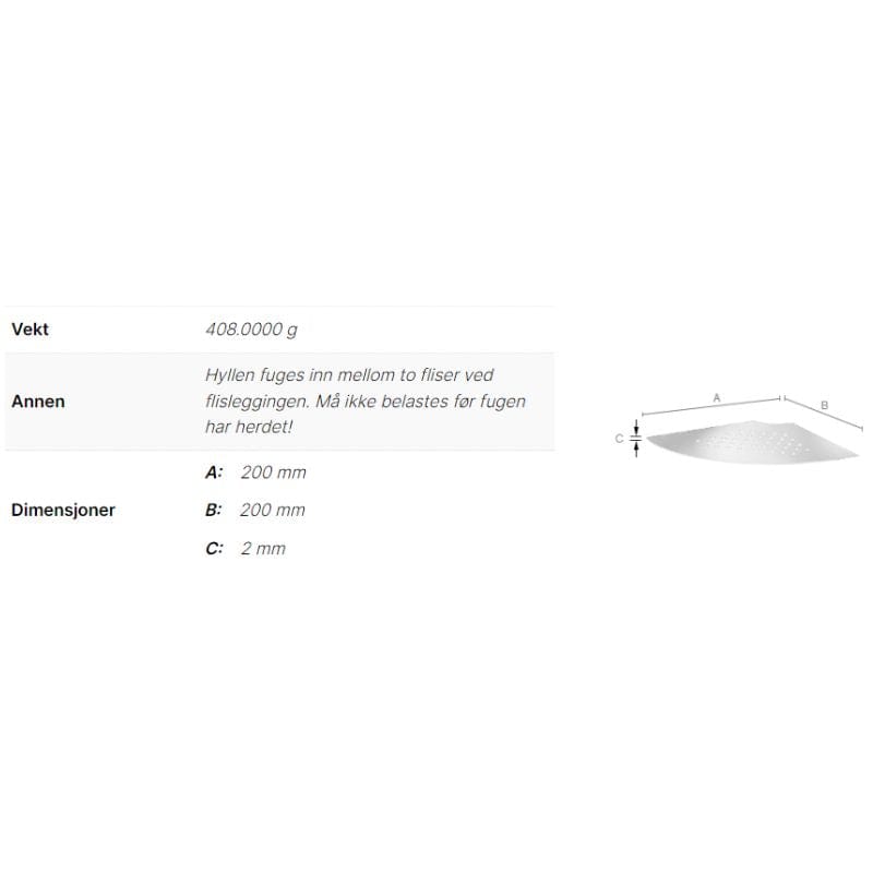 Smedbo Sideline 3063 Hjørnehylle for Flisvegg Smedbo Dusjhylle