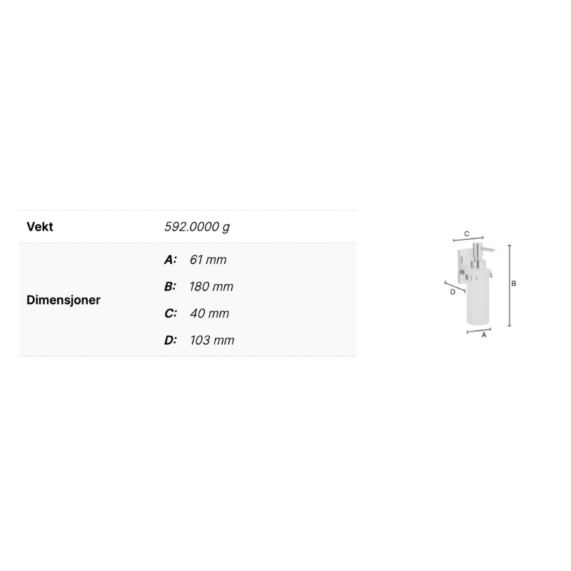 Smedbo ZK369 Såpedispenser Vegg Pool Krom Smedbo Såpedispenser SM-ZK369