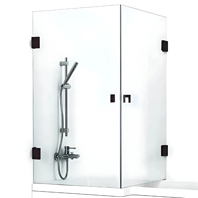 Svedbergs 180° Dusjhjørne for Badekar Svart Matt / 83x83cm Krystall Glass