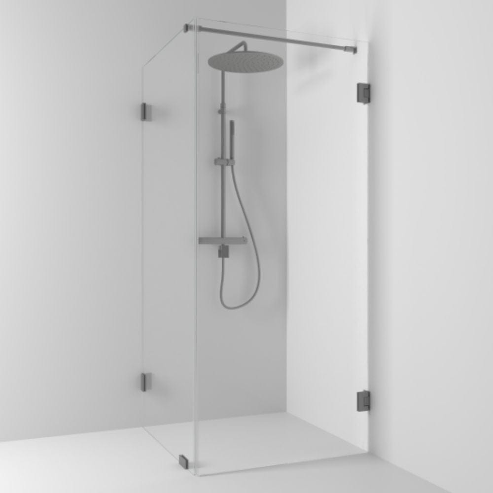 Svedbergs 180° Dusjhjørne Kombi (vegg+dør) Blyantpenn svart / 80x80cm / Klart glass Svedbergs Dusjhjørne SV-624788