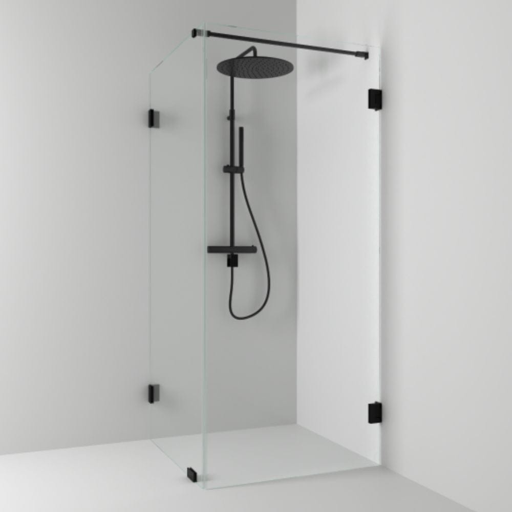 Svedbergs 180° Dusjhjørne Kombi (vegg+dør) Svart matt / 80x80cm / Klart glass Svedbergs Dusjhjørne SV-684788