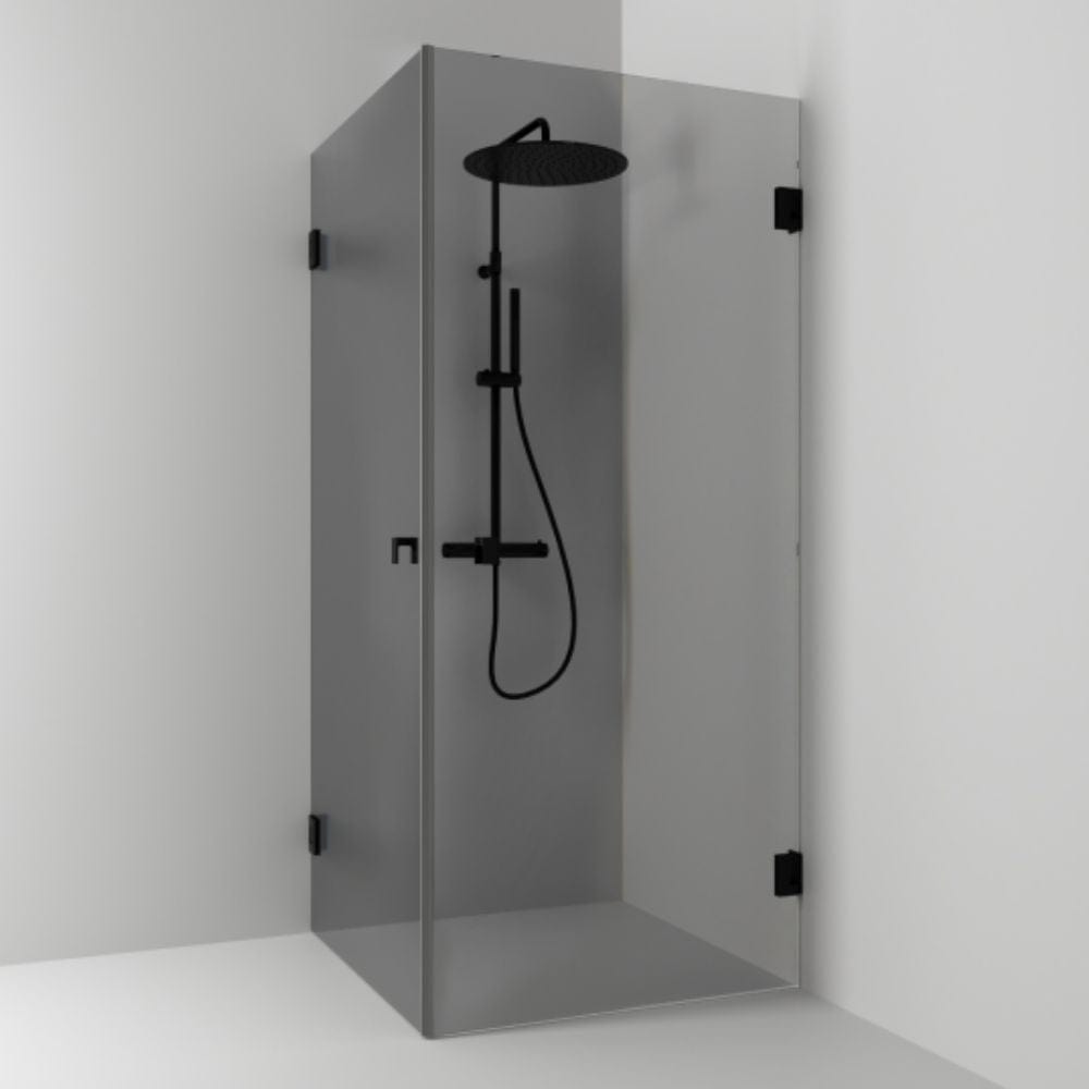 Svedbergs 180° Dusjhjørne Rett Svart matt / 80x80cm / Røykfarget glass Svedbergs Dusjhjørne SV-683888